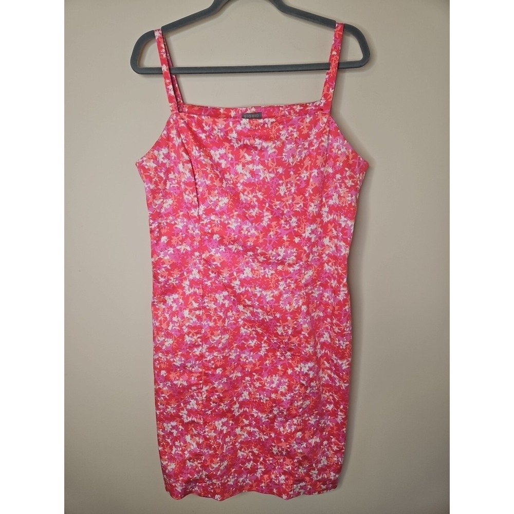 Sigrid Olsen Dress 16 Pink Cotton Blend Sheath Tank Coastal Chic Y2K 90s Fairy
